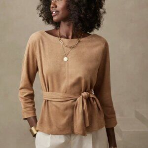 NWT BANANA REPUBLIC Velvet Suede Top in CAMEL